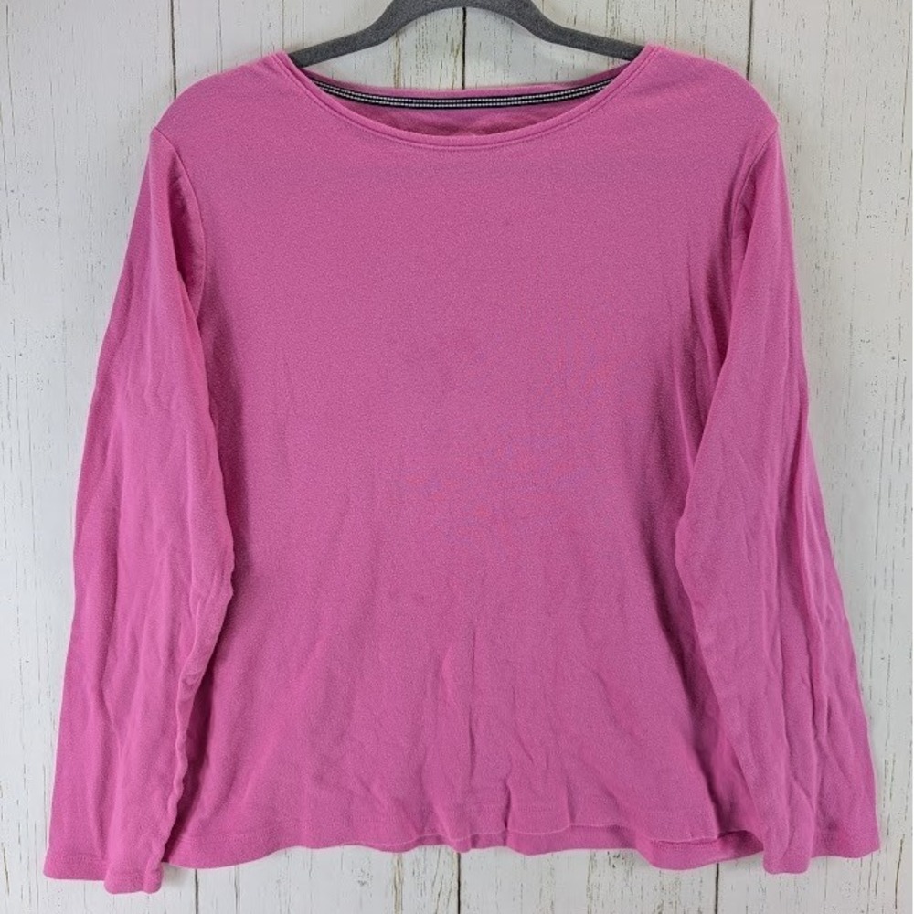 Croft Barrow Size PXL The Classic Tee‎ Pink Cotton Long Sleeve Womens Top